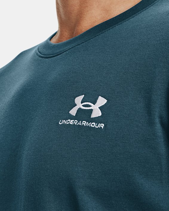 Men's UA Logo Embroidered Heavyweight Short Sleeve, Blue, pdpMainDesktop image number 3